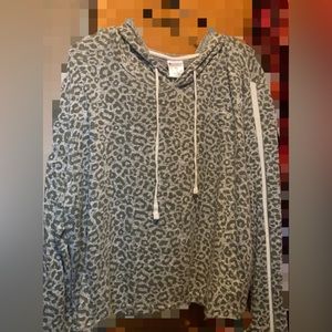 Champion Grey & Leopard Lounge Long Sleeve Crop Top Size 2x